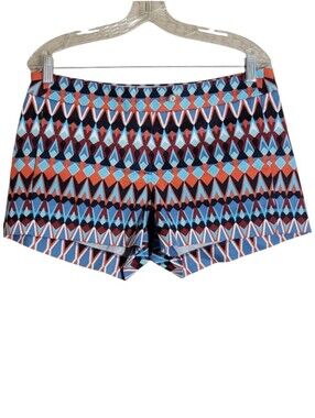 J. Crew geometric print chino shorts women's 0 mid rise stretch cotton blend